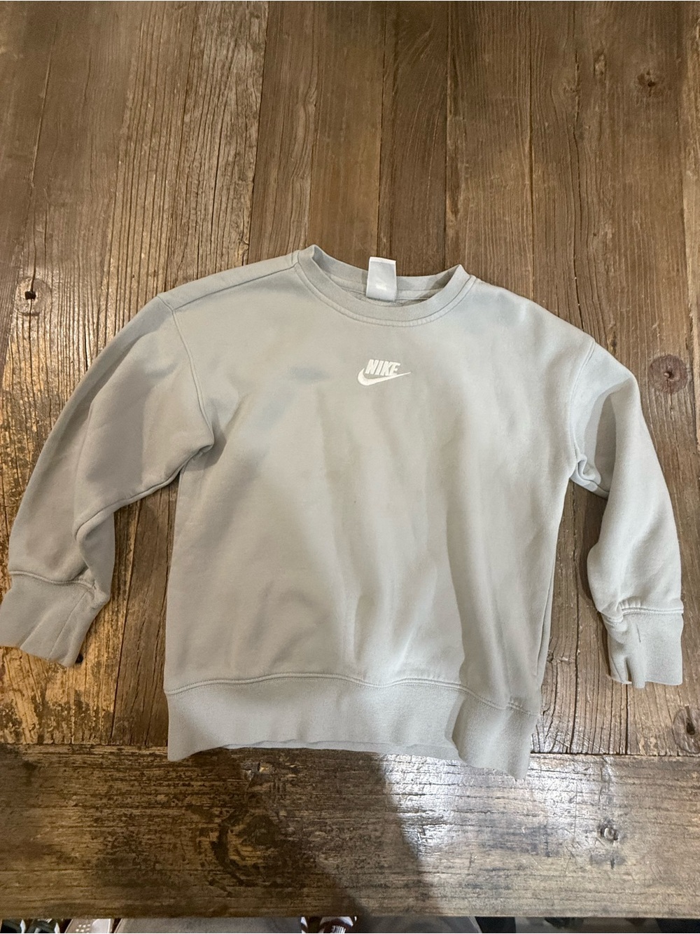 Nike kid’s Pale Light Green Crewneck Sweatshirt with White Logo
